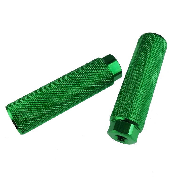 Zelerdo 2 Pairs Aluminum Alloy Bike Pegs for Mountain Bike Cycling Rear Stunt Pegs Fit 3/8 inch Axles (Pure Green, 100x28 mm) - Image 2